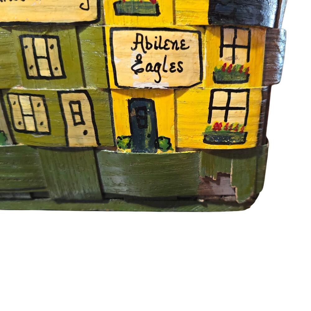 Signed Caro-Nan Vintage Wooden Woven Purse Abilene Hand Painted Basket Purse - Picture 10 of 10